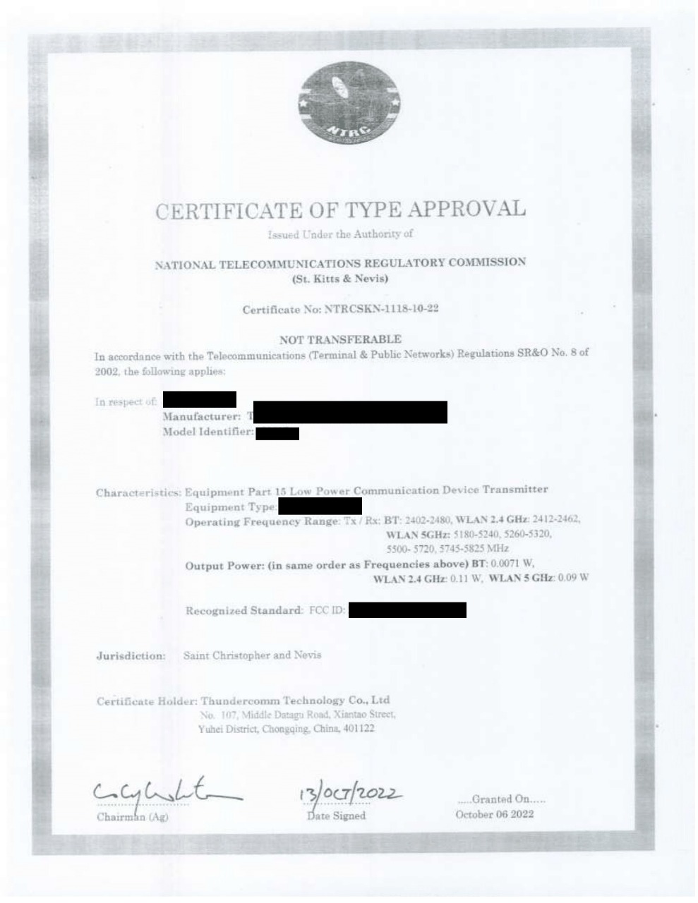 Approval in Saint Kitts And Nevis Certification & Homologation